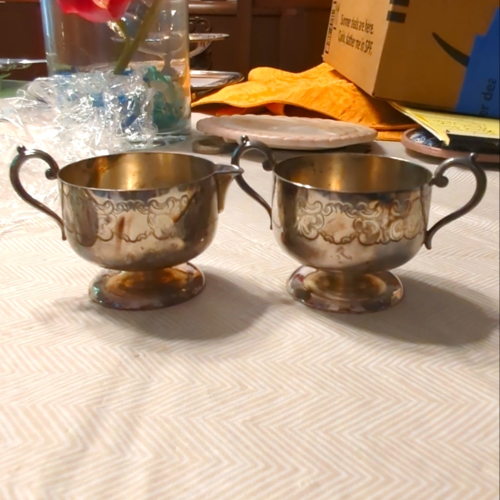 Vintage BMC Silver Plate Creamer & Sugar Very Nice!!